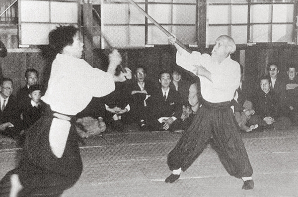 Morihiro Saito and Morihei Ueshiba - 1954