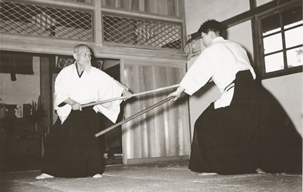 Morihei Ueshiba and Morihiro Saito